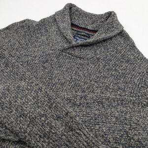 American‎ Eagle Shawl Neck Sweater Large Mens Gray Chunky Knit Athletic Fit